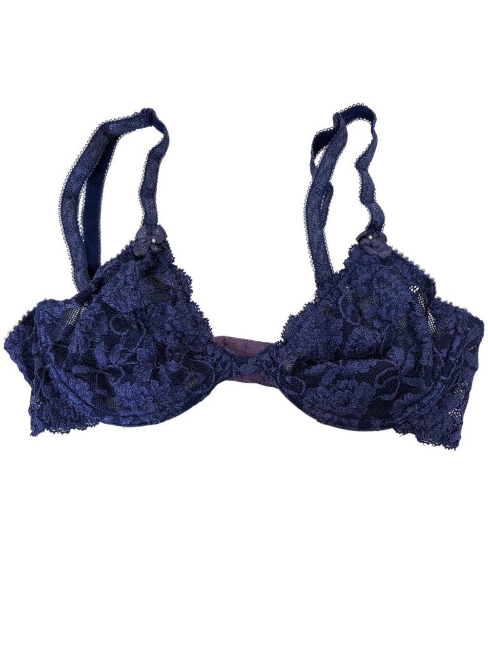 Nordstrom Intimates Deep Purple Floral Lace Unlined Underwire Bra 32C Coquette